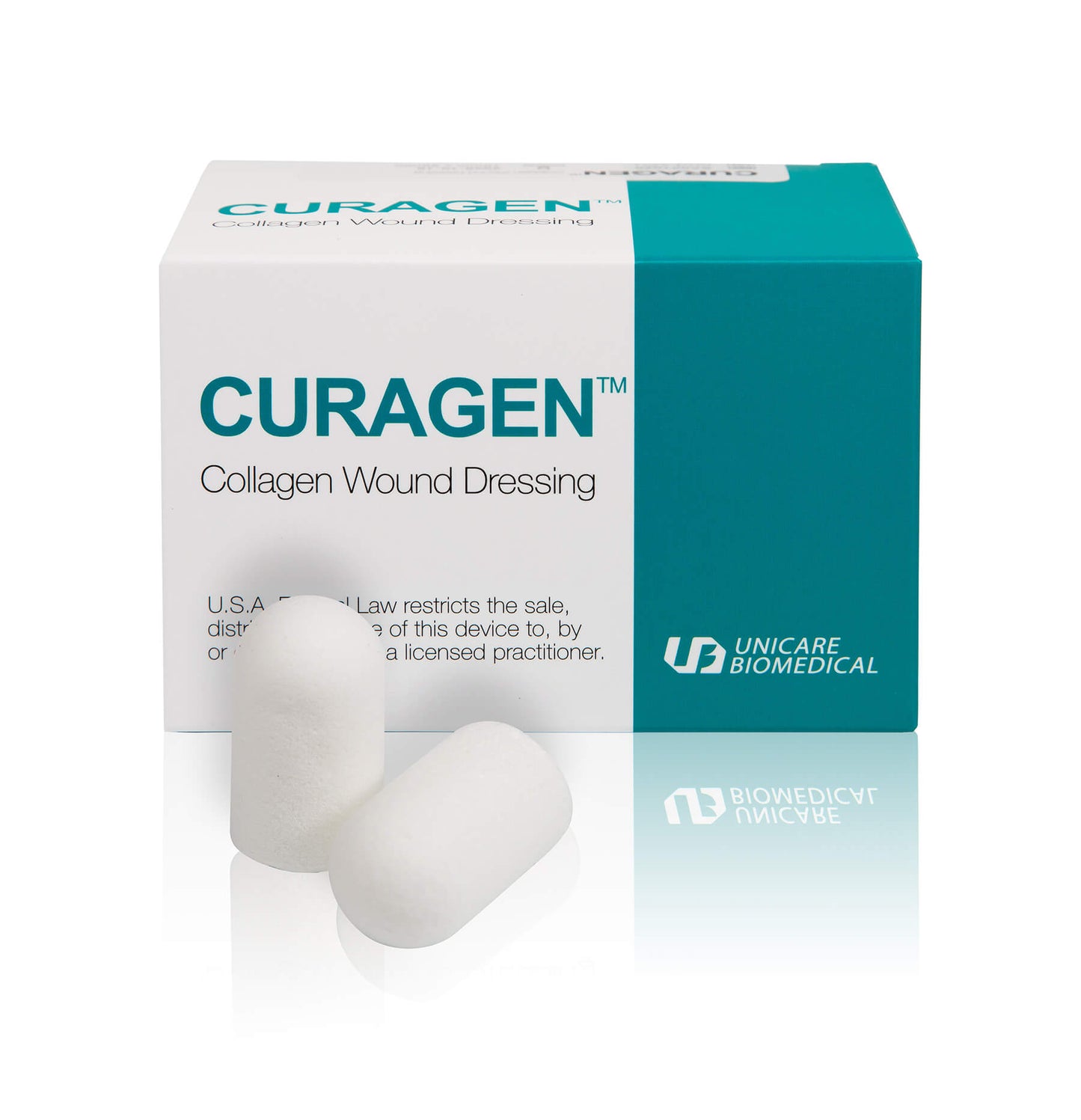 Collagen Wound Dressing Package with 2 plugs next to each other.